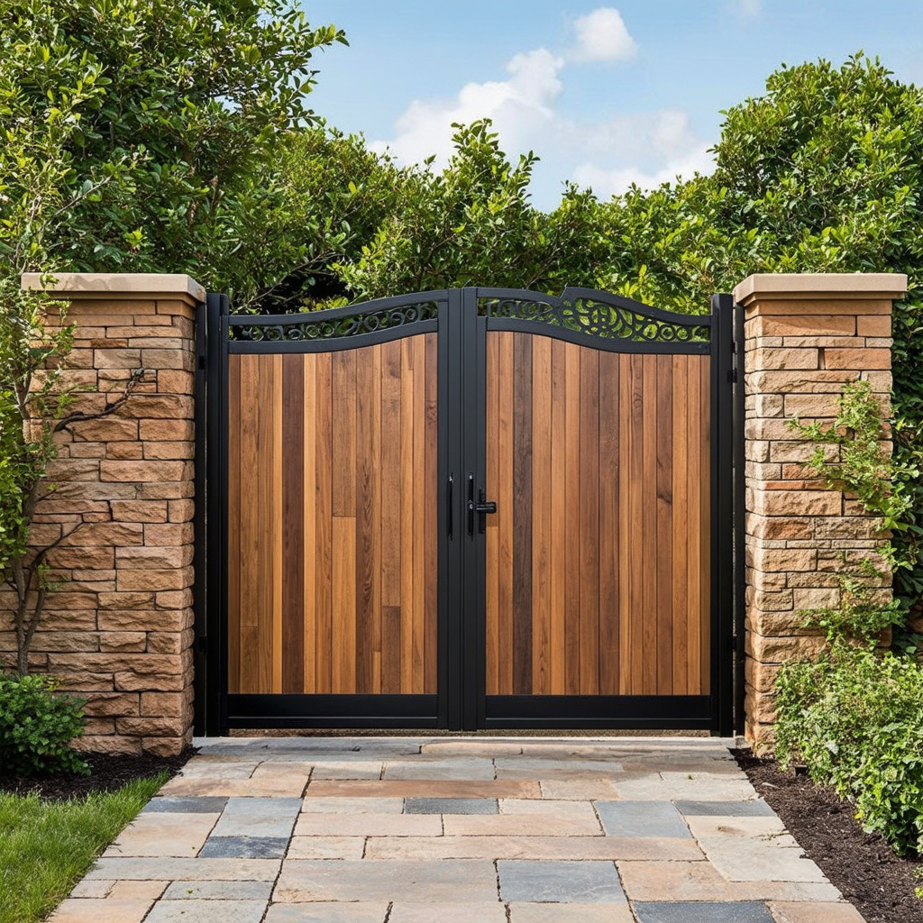 Wood and Metal Combination Grill Gates